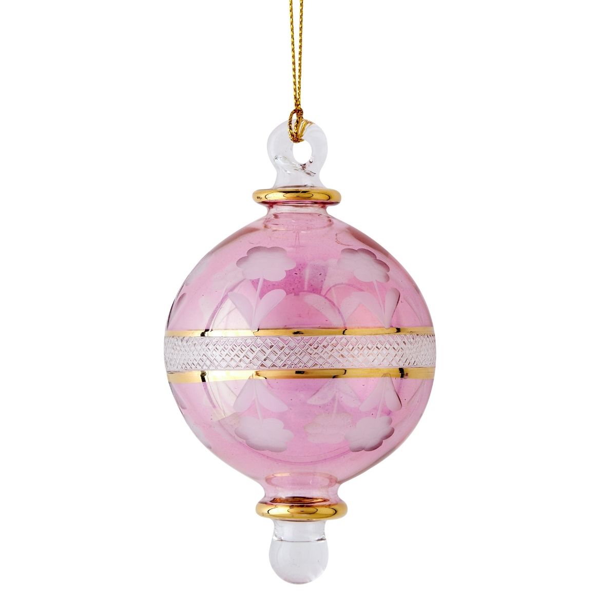 Pink Clear Stripe Egyptian Glass Ornament