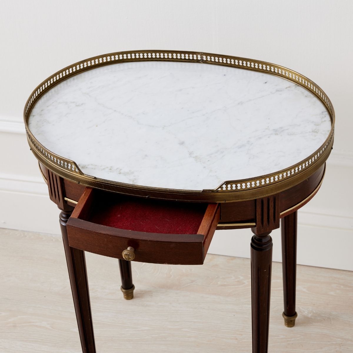 French Louis XVI Marble Top Bouillotte Table - Caitlin Wilson Design