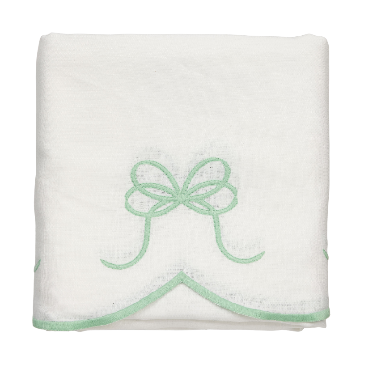 Bow Scalloped Crib Skirt in Garden Green - Caitlin Wilson Design