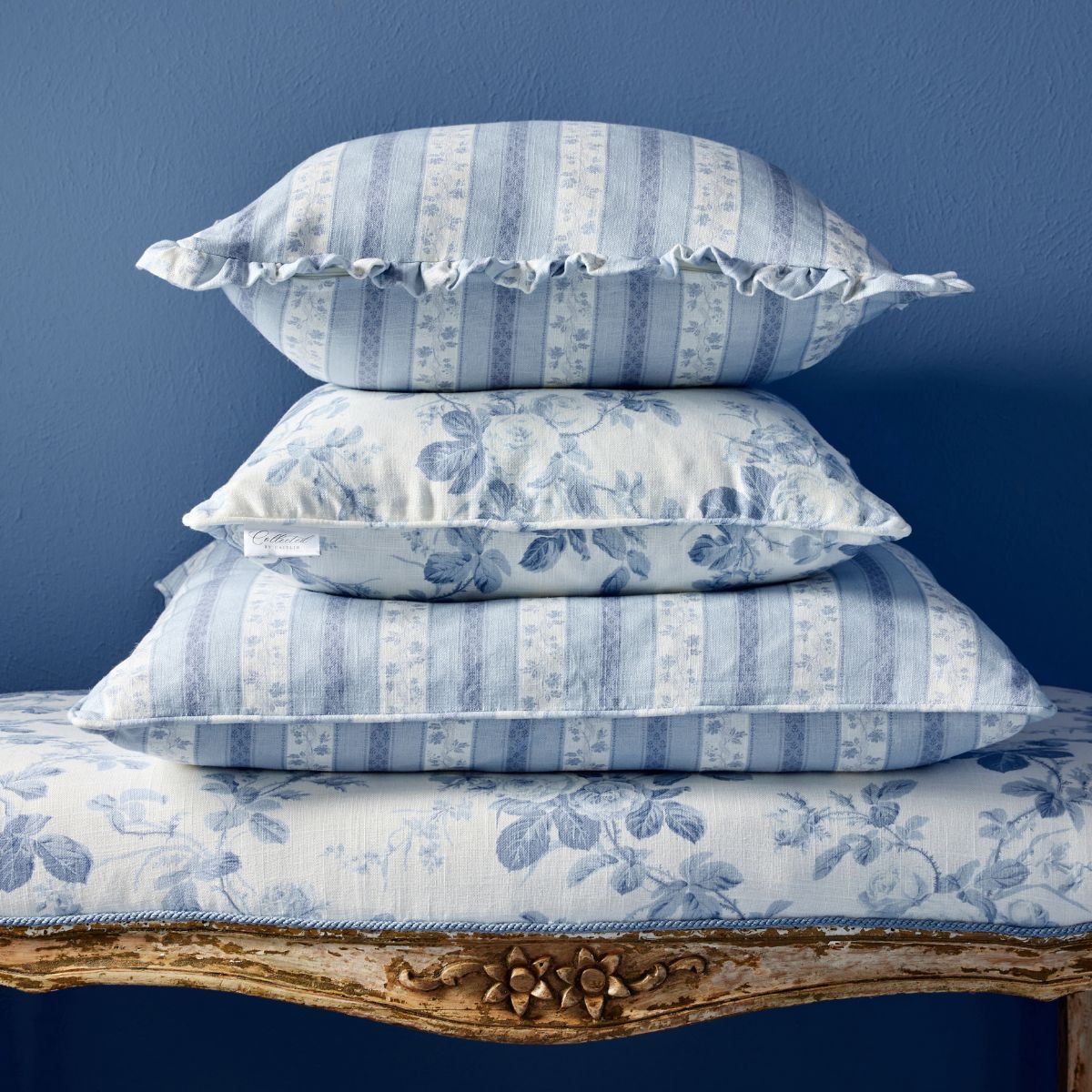 Isabelle in Blue Frill Pillow - Caitlin Wilson Design