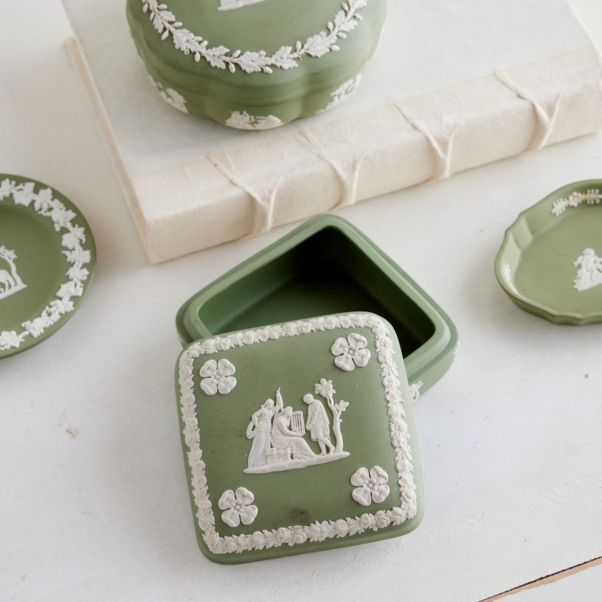 Wedgwood Sage Square Trinket Box