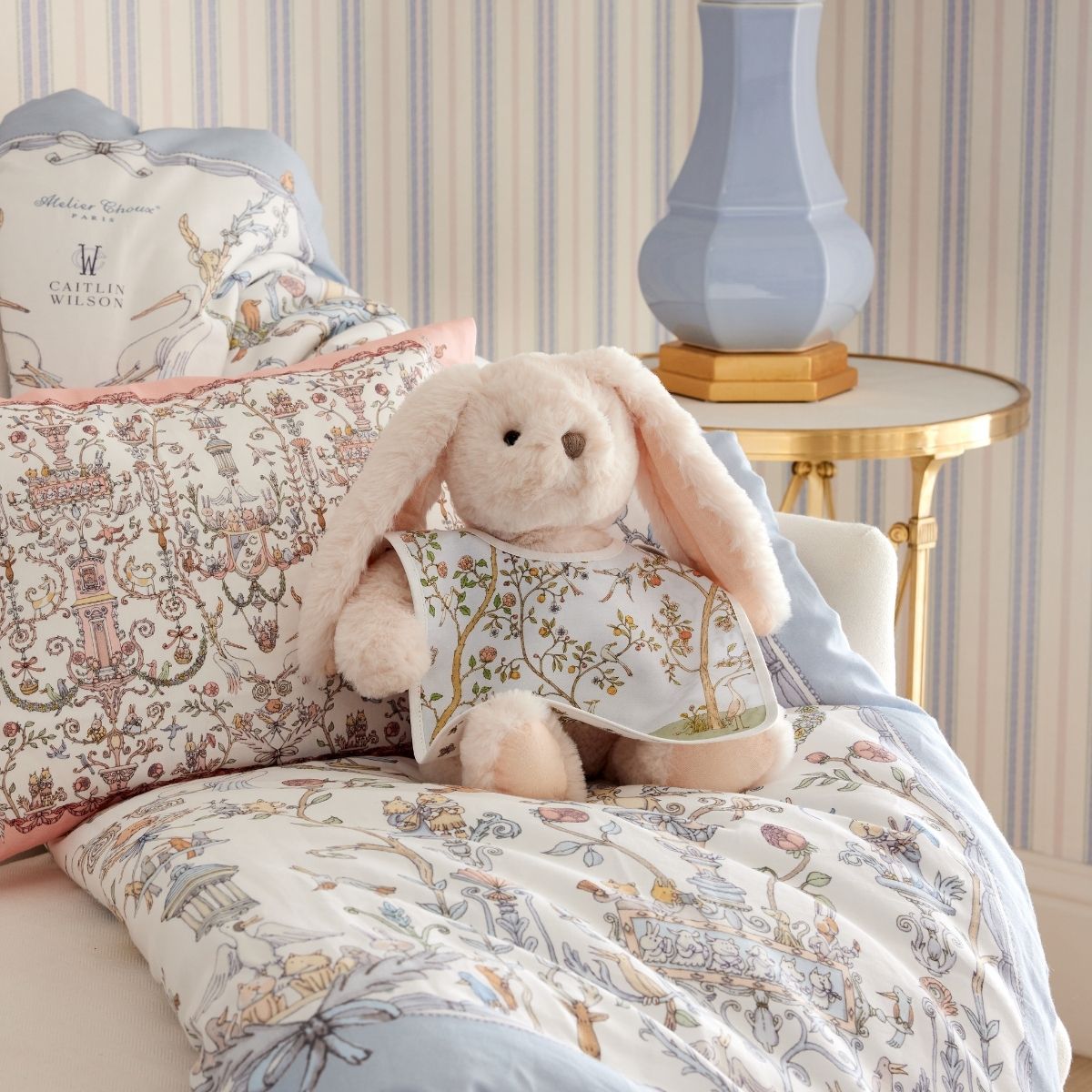 Satin Pillow Toile de Jouy Pink - Atelier Choux x Caitlin Wilson