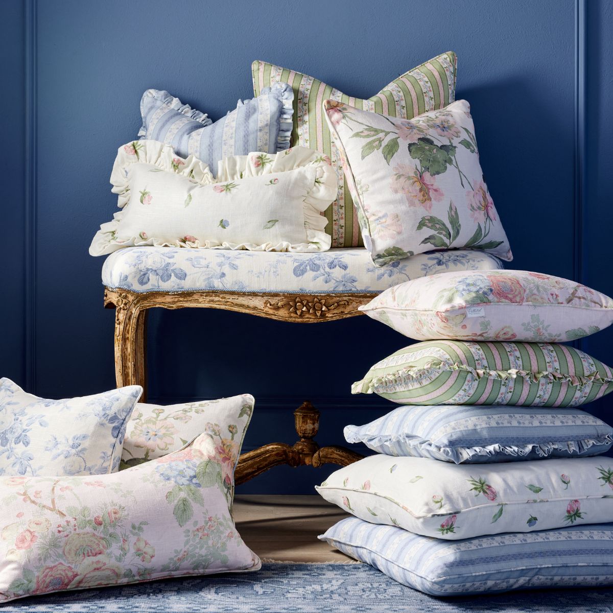 Isabelle in Blue Frill Pillow - Caitlin Wilson Design