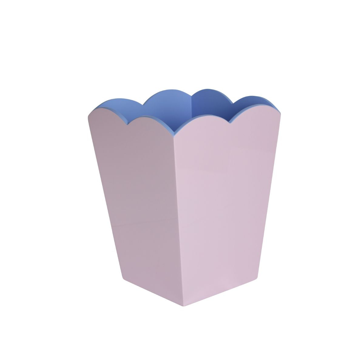 Pastel Pink & French Blue Scalloped Wastebasket