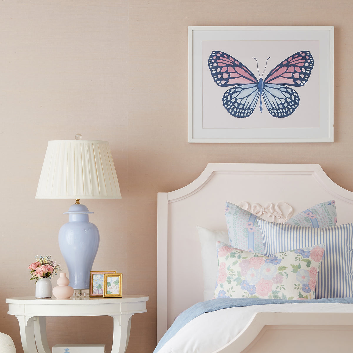 Blush & Blue Butterfly Print