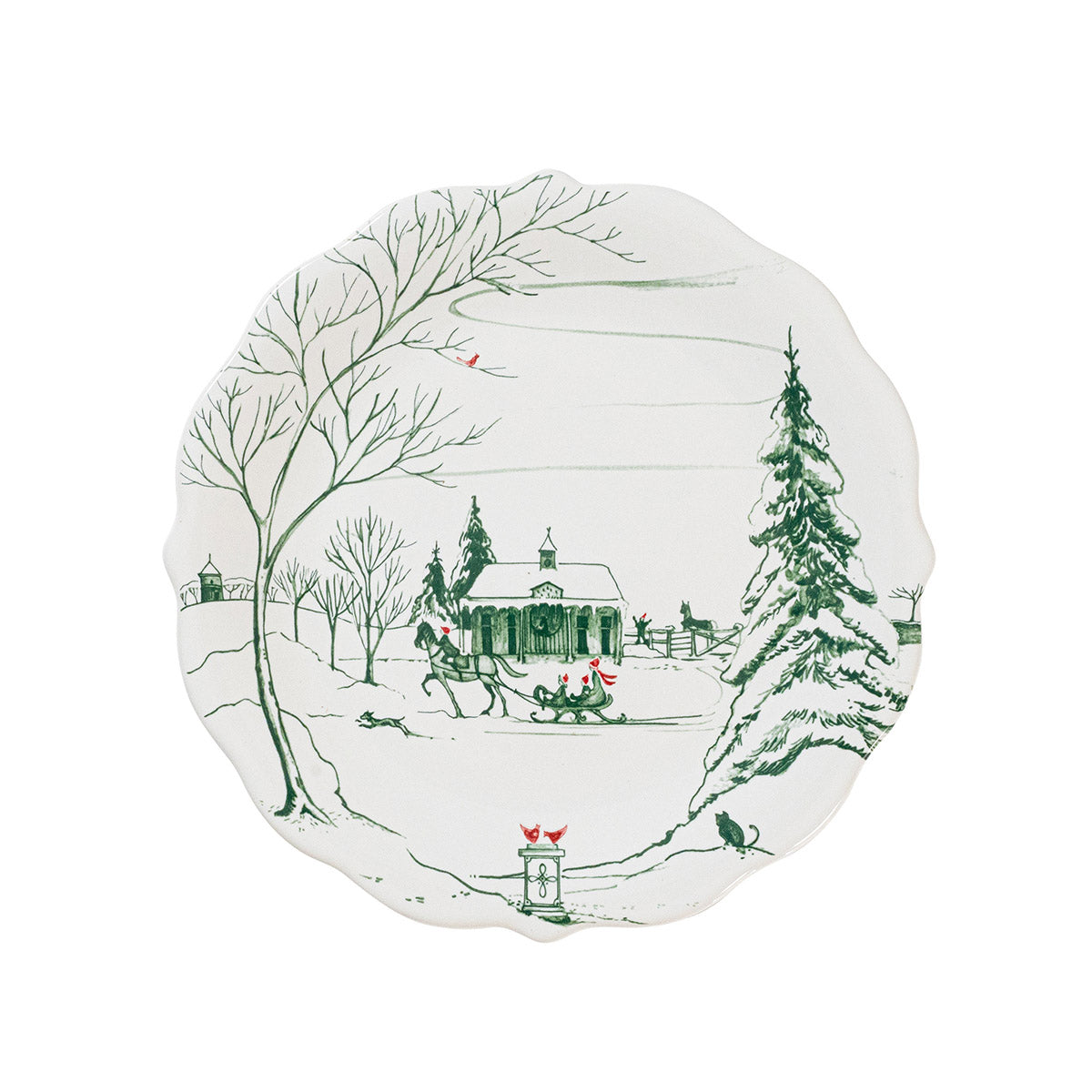 Country Estate Winter Frolic Party Plate Assorted, Set of 4 - Evergreen - Caitlin Wilson Designs