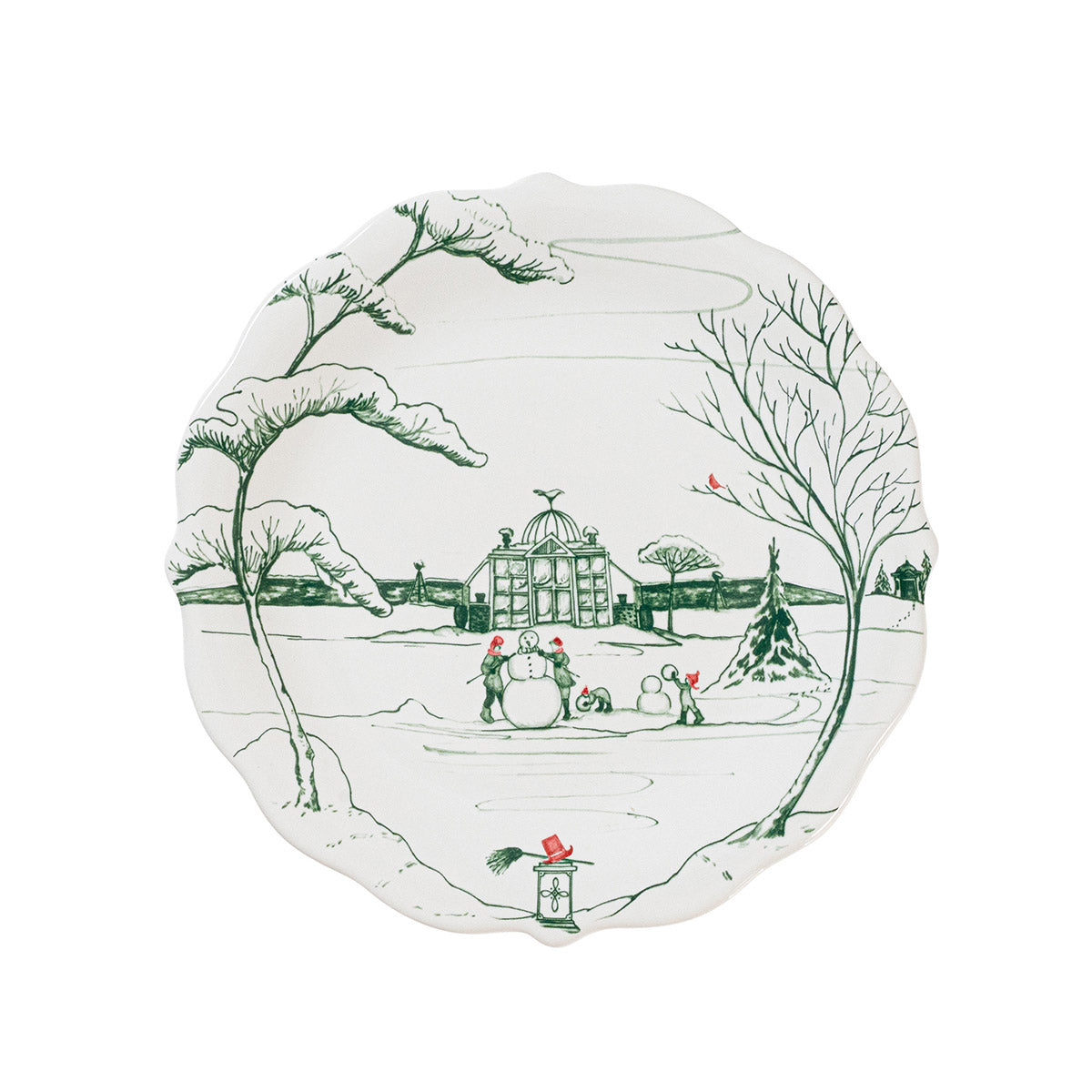 Country Estate Winter Frolic Party Plate Assorted, Set of 4 - Evergreen - Caitlin Wilson Designs