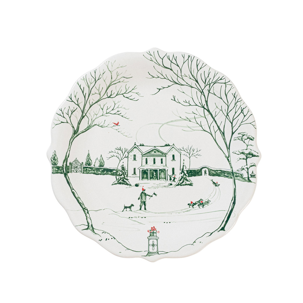 Country Estate Winter Frolic Party Plate Assorted, Set of 4 - Evergreen - Caitlin Wilson Designs