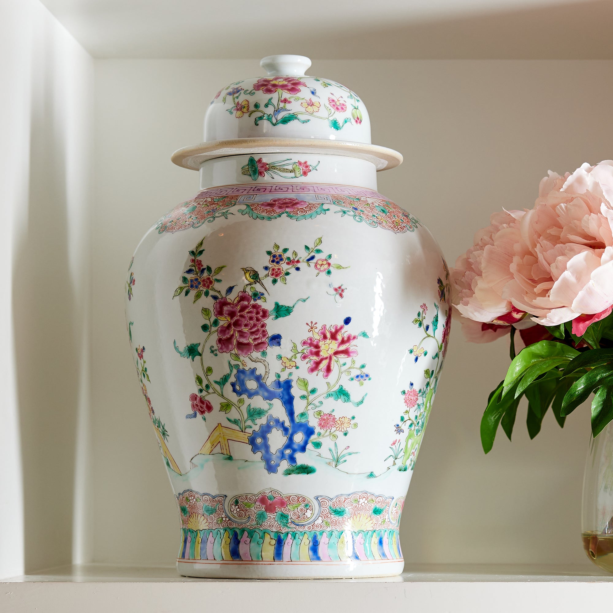 Gathered Garden Rose Pink Temple Jar