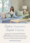Endless Summer, English Charm | Summer is near and we're celebrating with Garden Party - Caitlin Wilson's new collection inspired by the English Countryside, featuring elegant toiles and sun washed florals for effortless style.