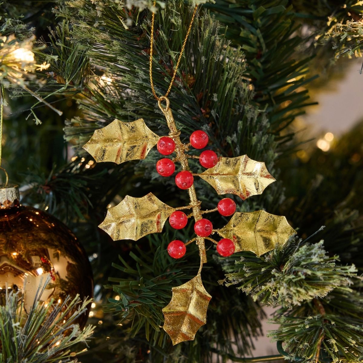 Gilded Holly Ornament - Caitlin Wilson Design