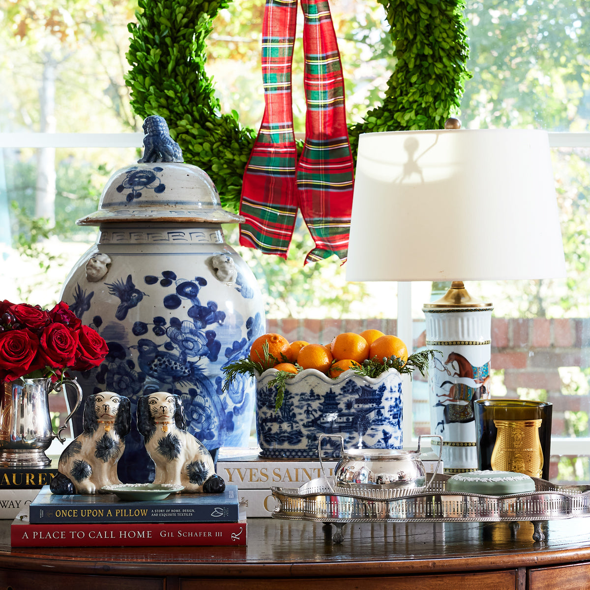 Heritage Blue Aviary Ginger Jar