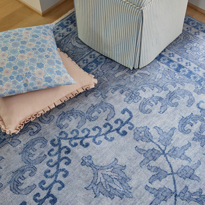 Flat Weave Emma Rug in French Blue