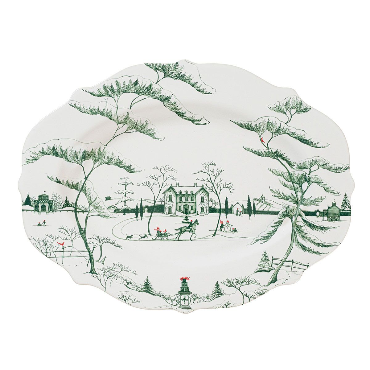 Country Estate Winter Frolic 18" Platter - Evergreen - Caitlin Wilson Design