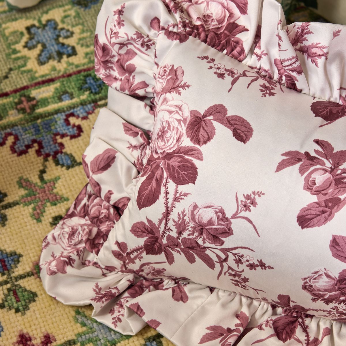 Mary Jayne in Bordeaux Frill Pillow Cover - Caitlin Wilson Design