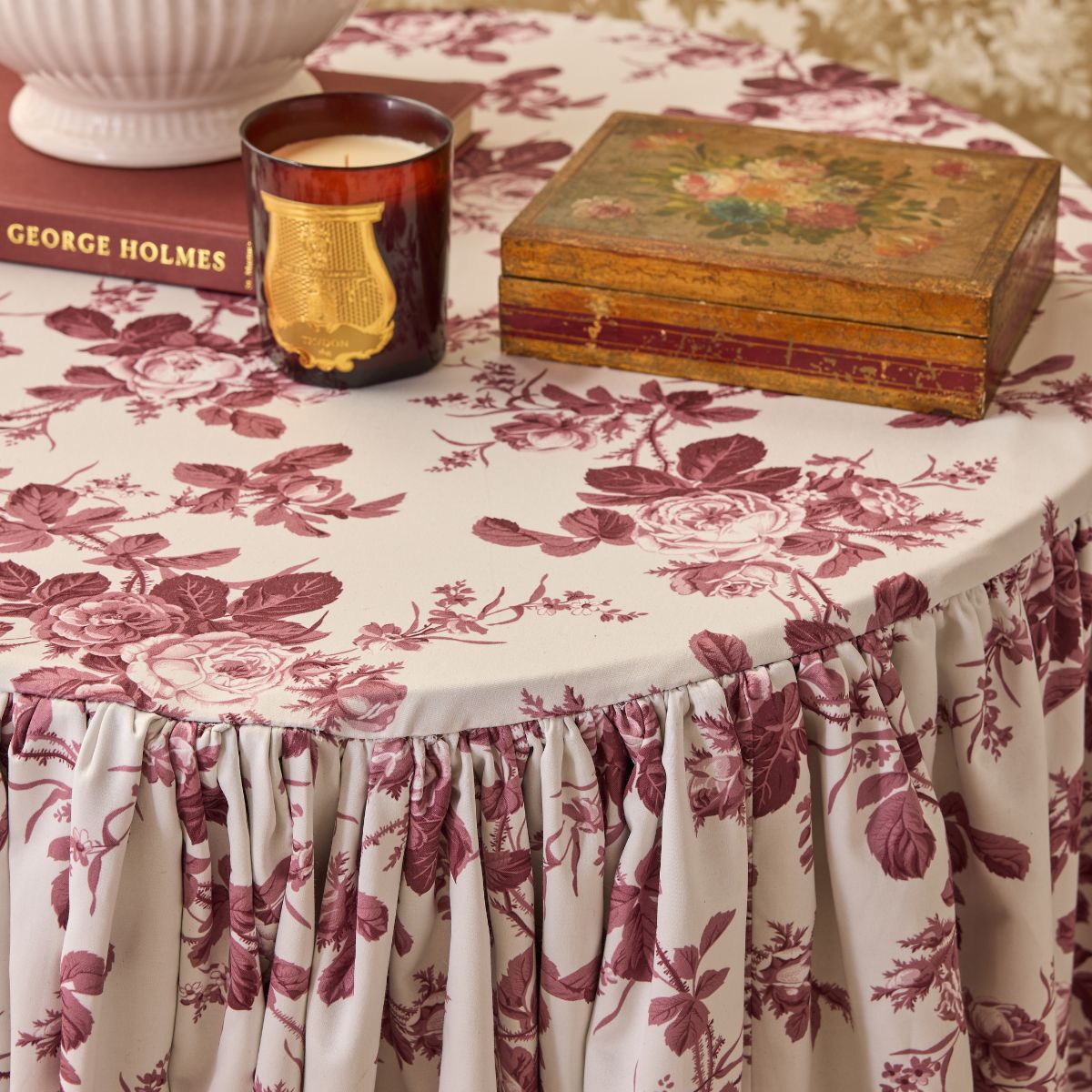 Mary Jayne in Bordeaux Table Skirt - Caitlin Wilson Design