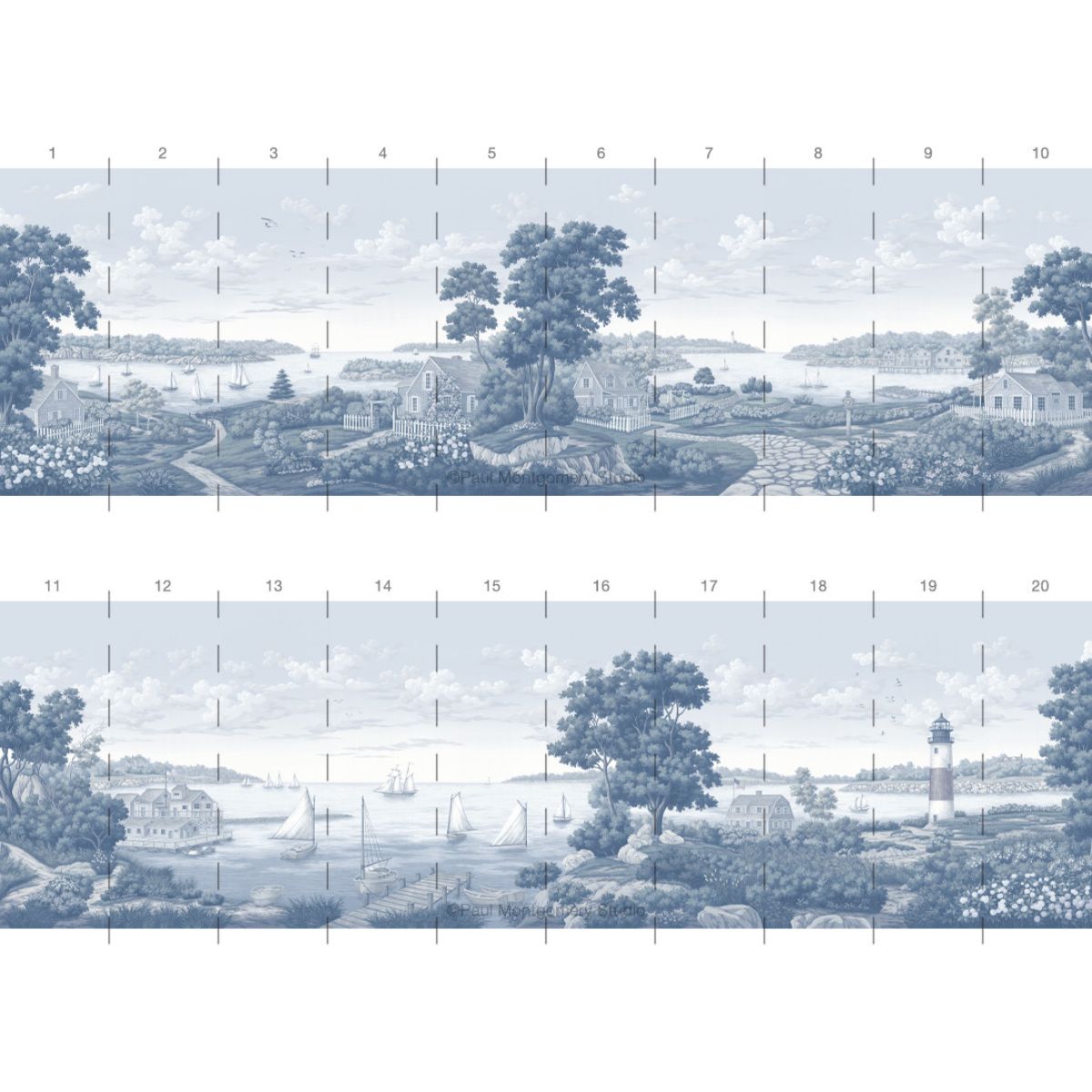 Nantucket in Blue Mural - Caitlin Wilson Design