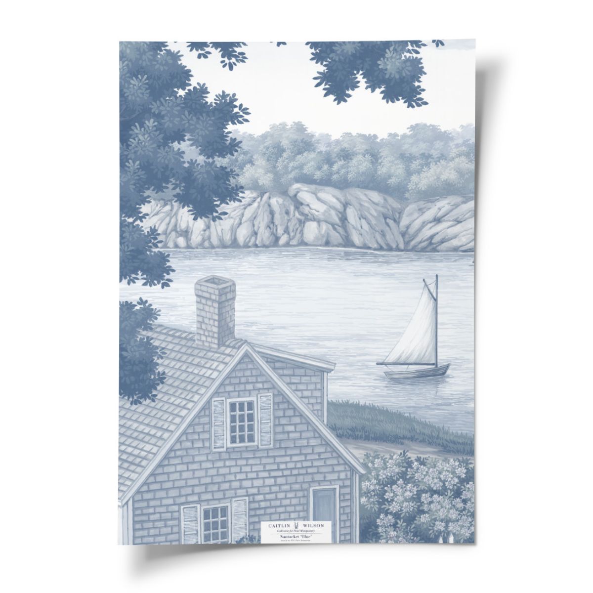 Nantucket in Blue Mural - Caitlin Wilson Design