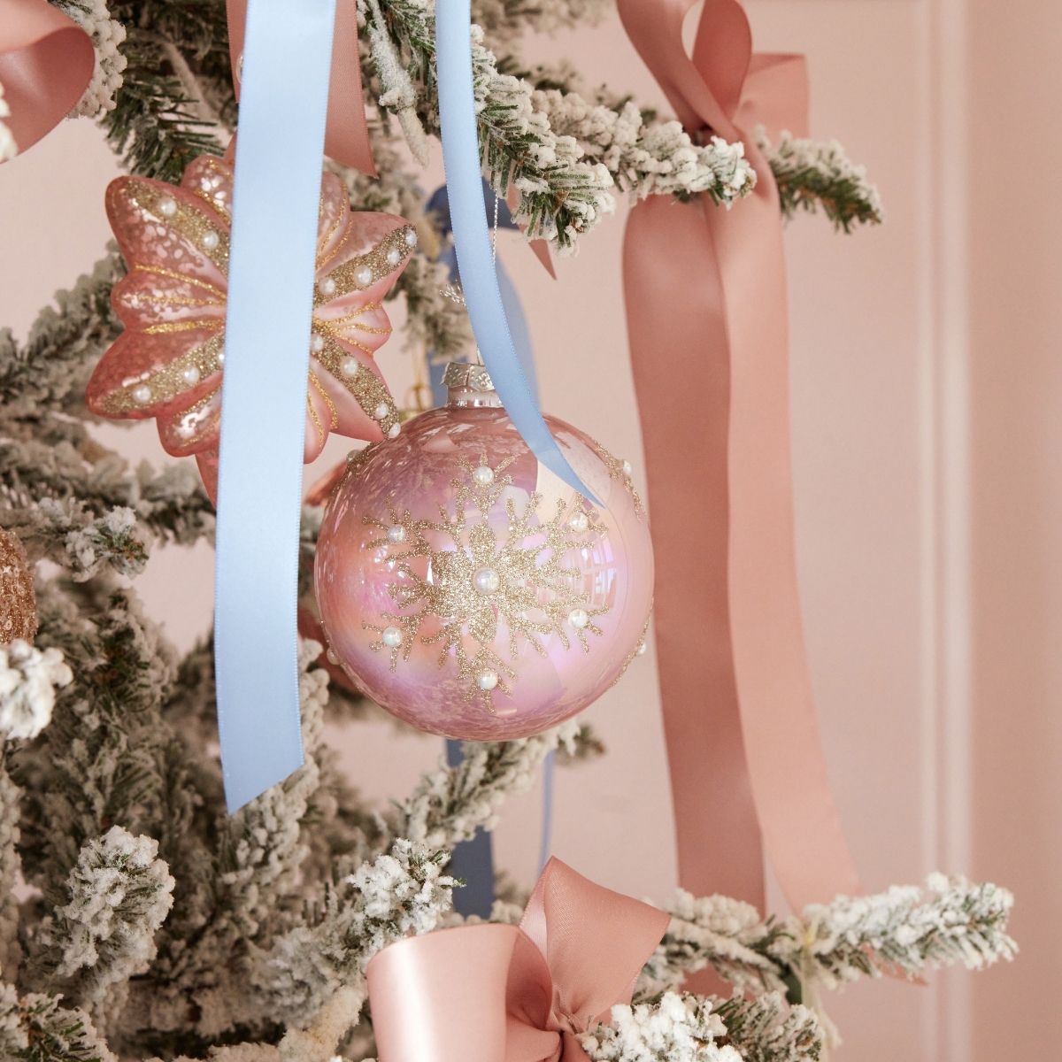 Pink Beaded Snowflake Ornament