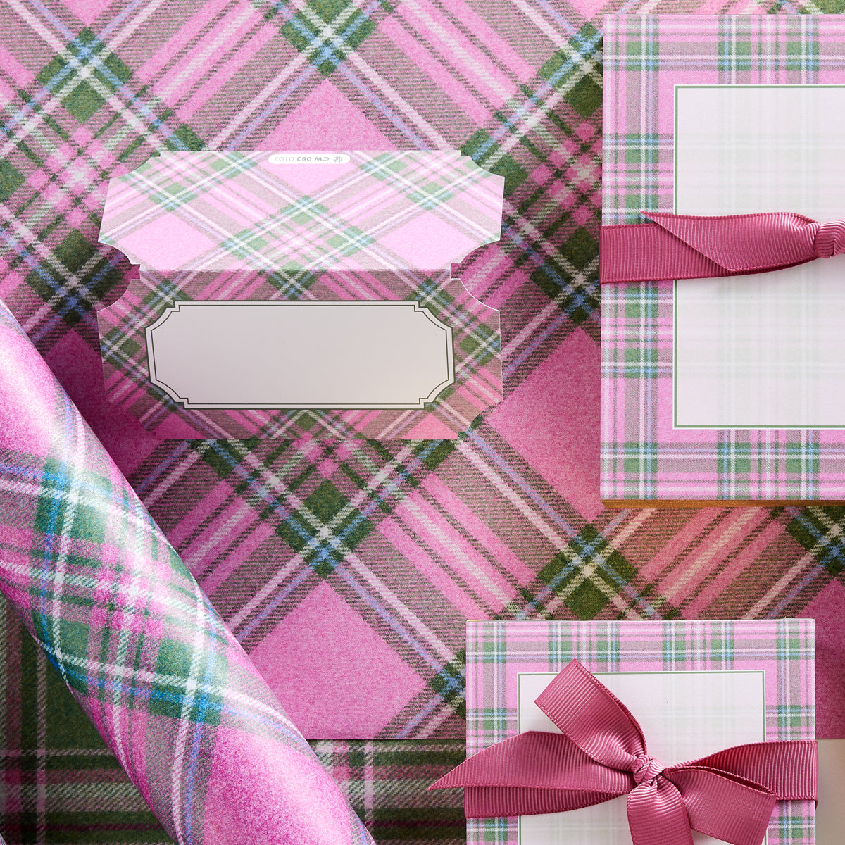 Primrose Plaid Die Cut Placecards