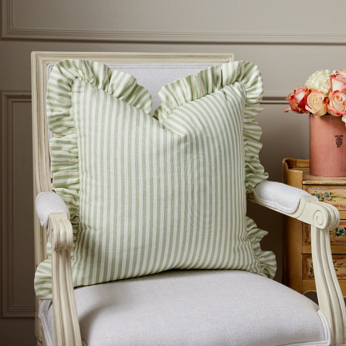 Carolina Stripe Pillow Cover in Palm Green Caitlin Wilson