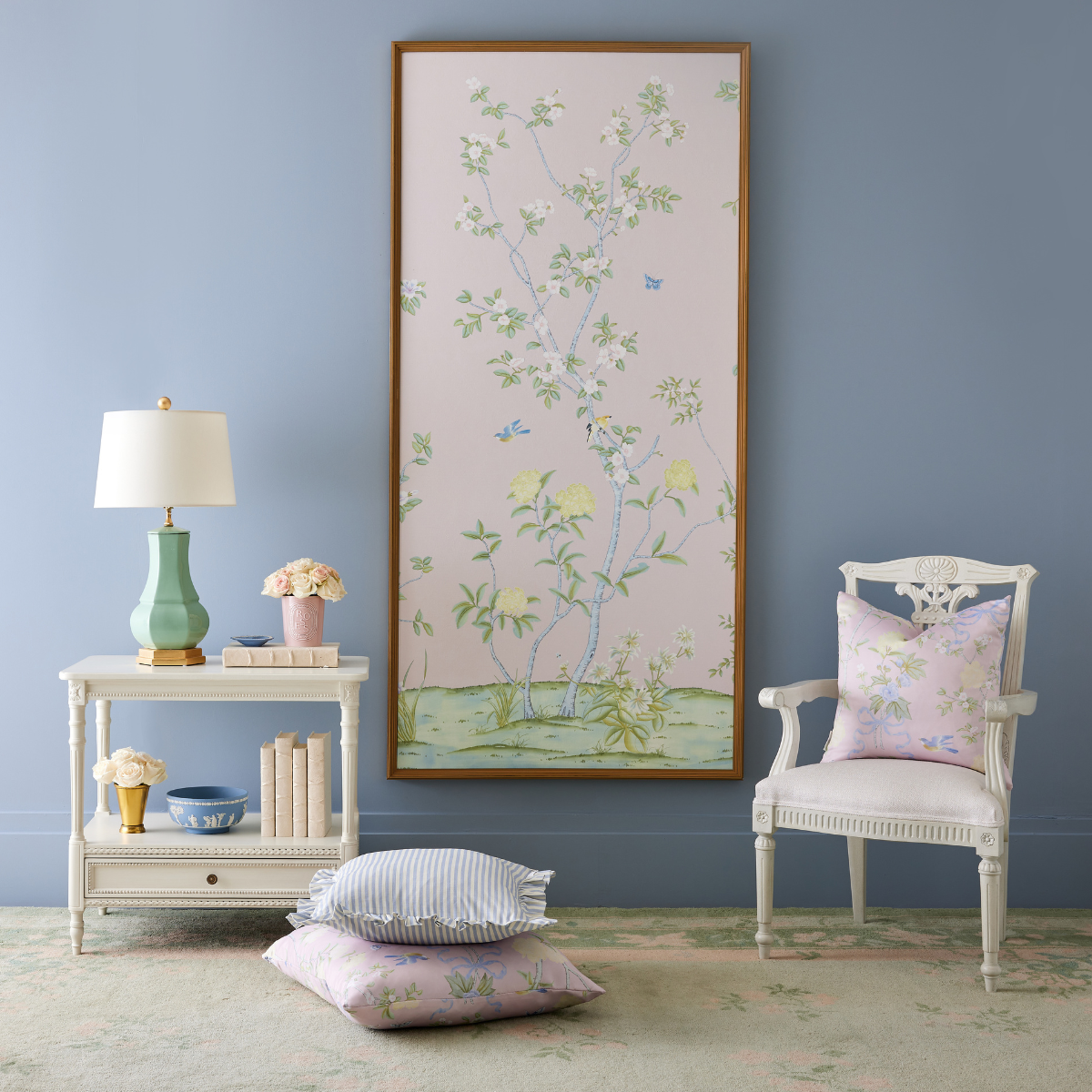 Fleur de Fête Framed Chinoiserie Mural Panel I - Caitlin Wilson Design 