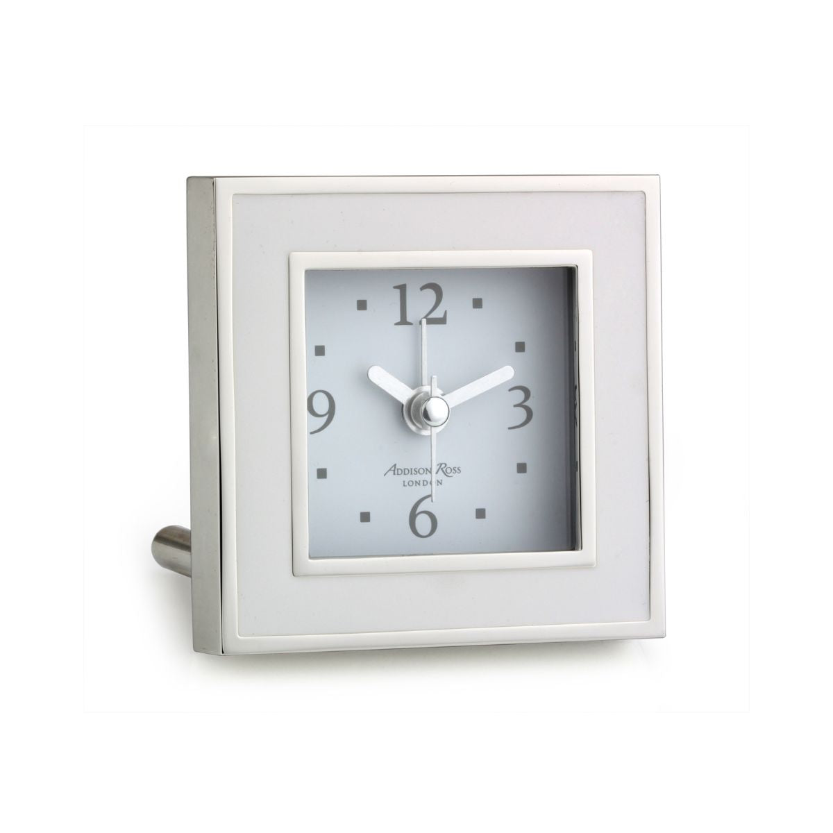 Dove & Silver Square Enamel Alarm Clock