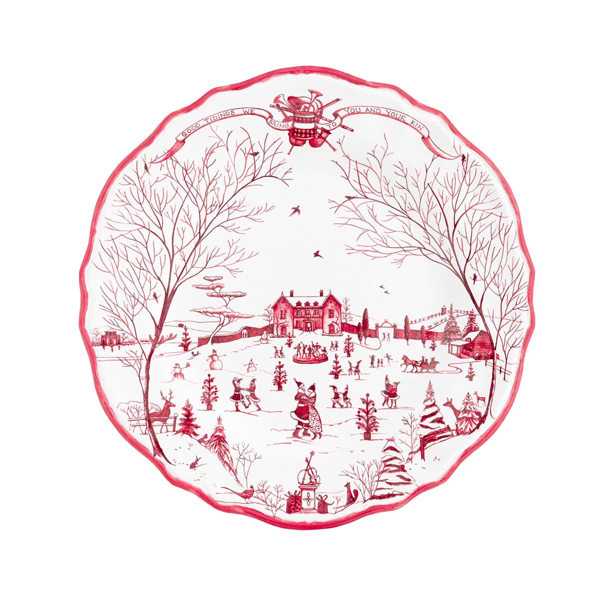 Country Estate Winter Frolic Melamine Dinner Plate, Set of 4 - Caitlin Wilson Designs