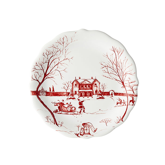 Country Estate Winter Frolic Ruby "Mr. & Mrs. Claus" Party Plates Set of 4
