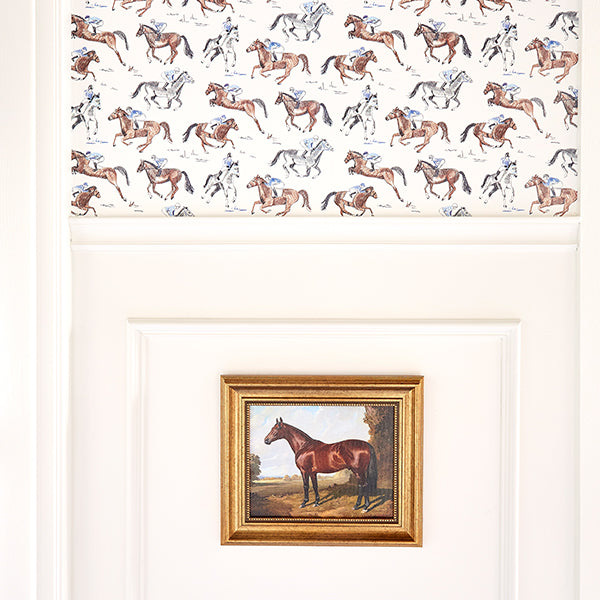Detail of Horse & Jockey Wallpaper on Wall
