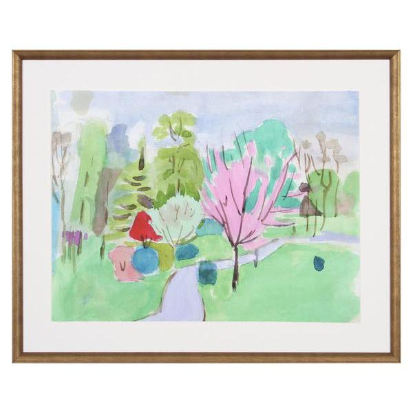 Pink Trees Watercolor Landscape Framed Art Print