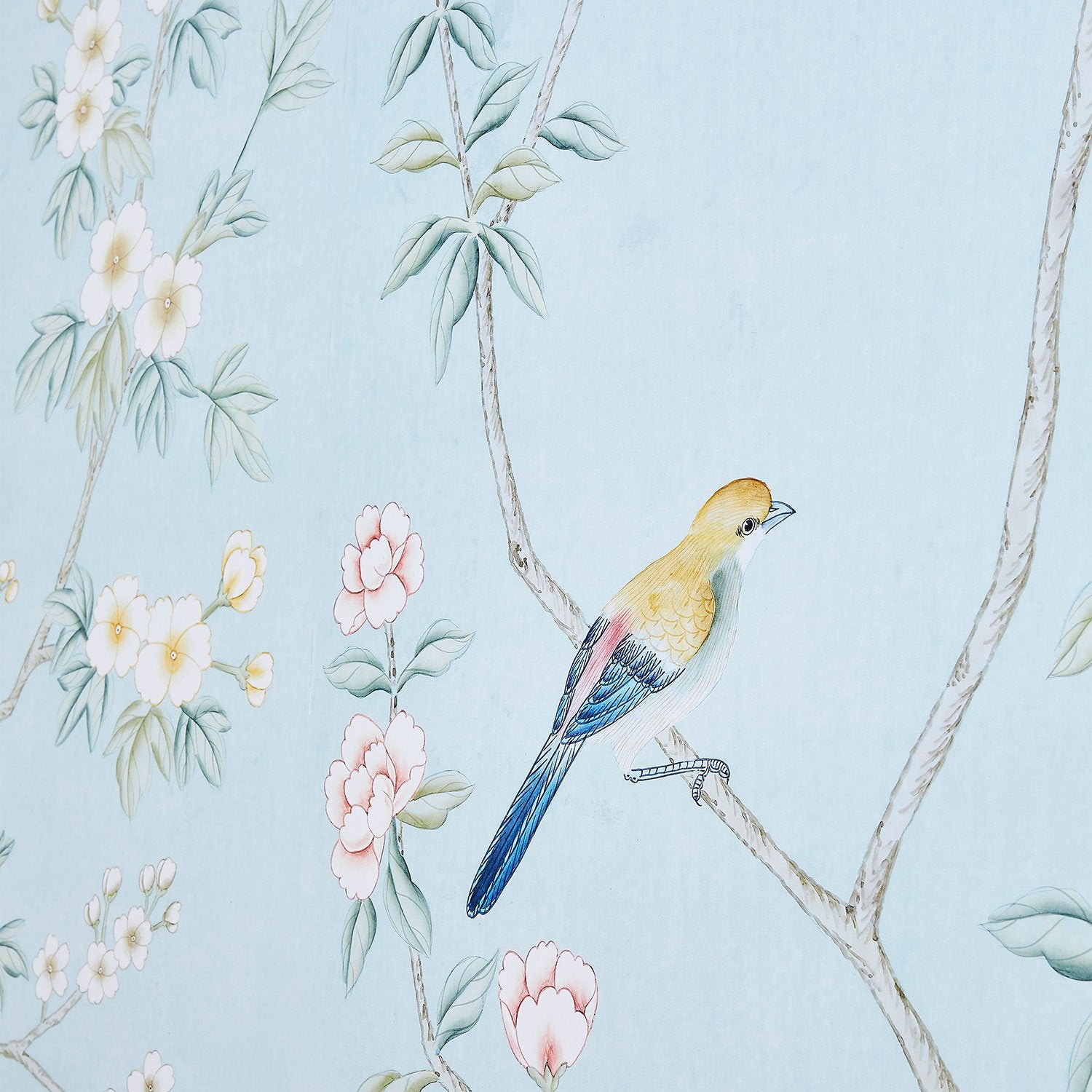Hand-Painted Look of Colchester in Blue Chinoiserie Wallpaper Mural