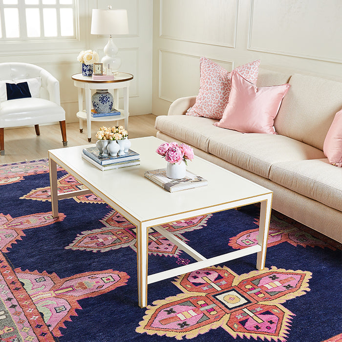 Kismet Area Rug in Navy in Living Room