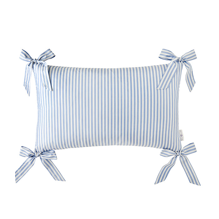 Noelle Bow Lumbar Pillow in French Blue