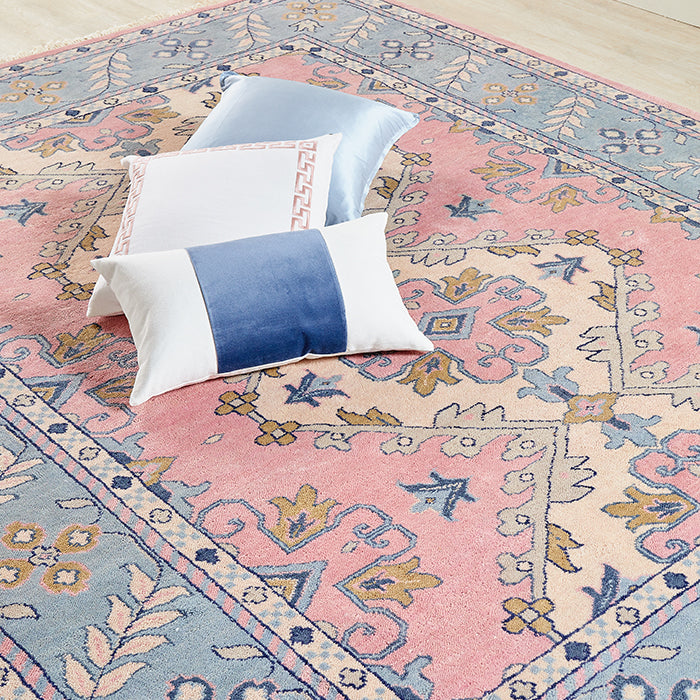 Hibiscus Rug with Coordinating Pillows