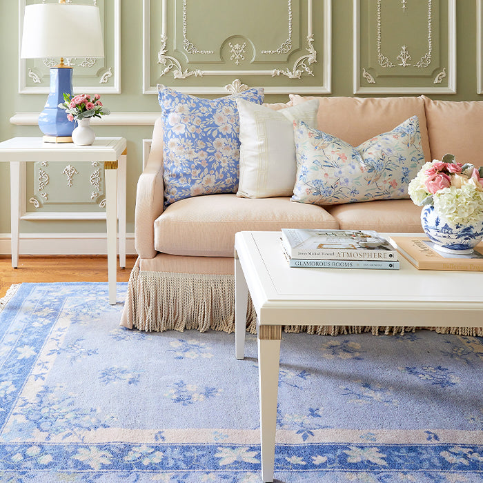 Miriam Blue Area Rug in Living Room