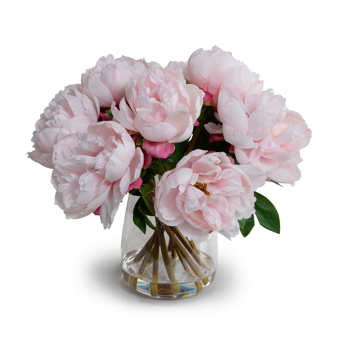 Faux Peony Bouquet in Glass Vase