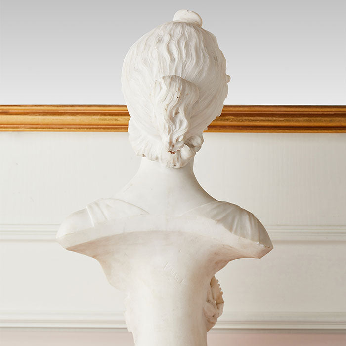 Pugi Carved Marble Bust, Signed