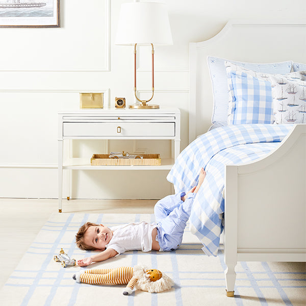 French Blue Tufted Livingston Rug in Boy's Bedroom