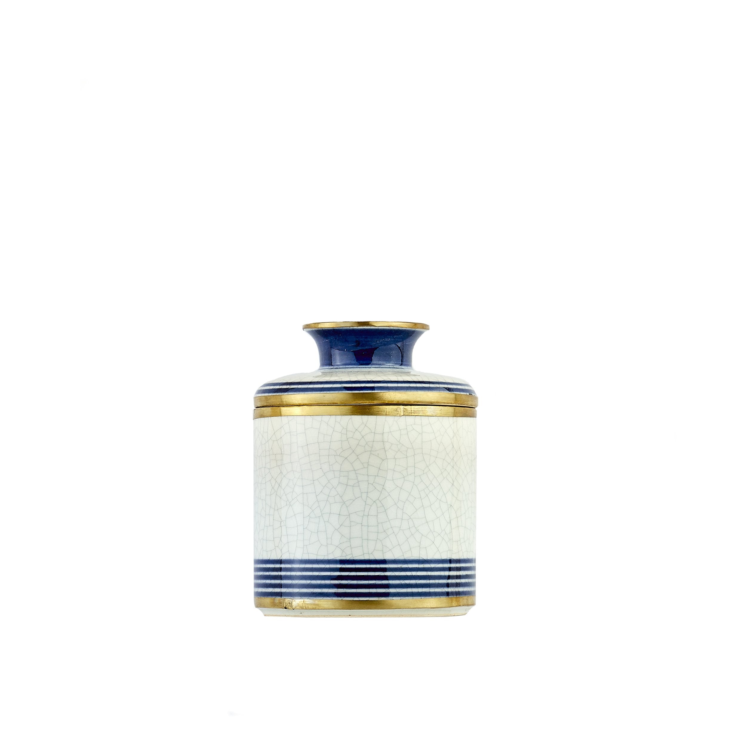 Blue & White Stripe Porcelain Tissue Holder