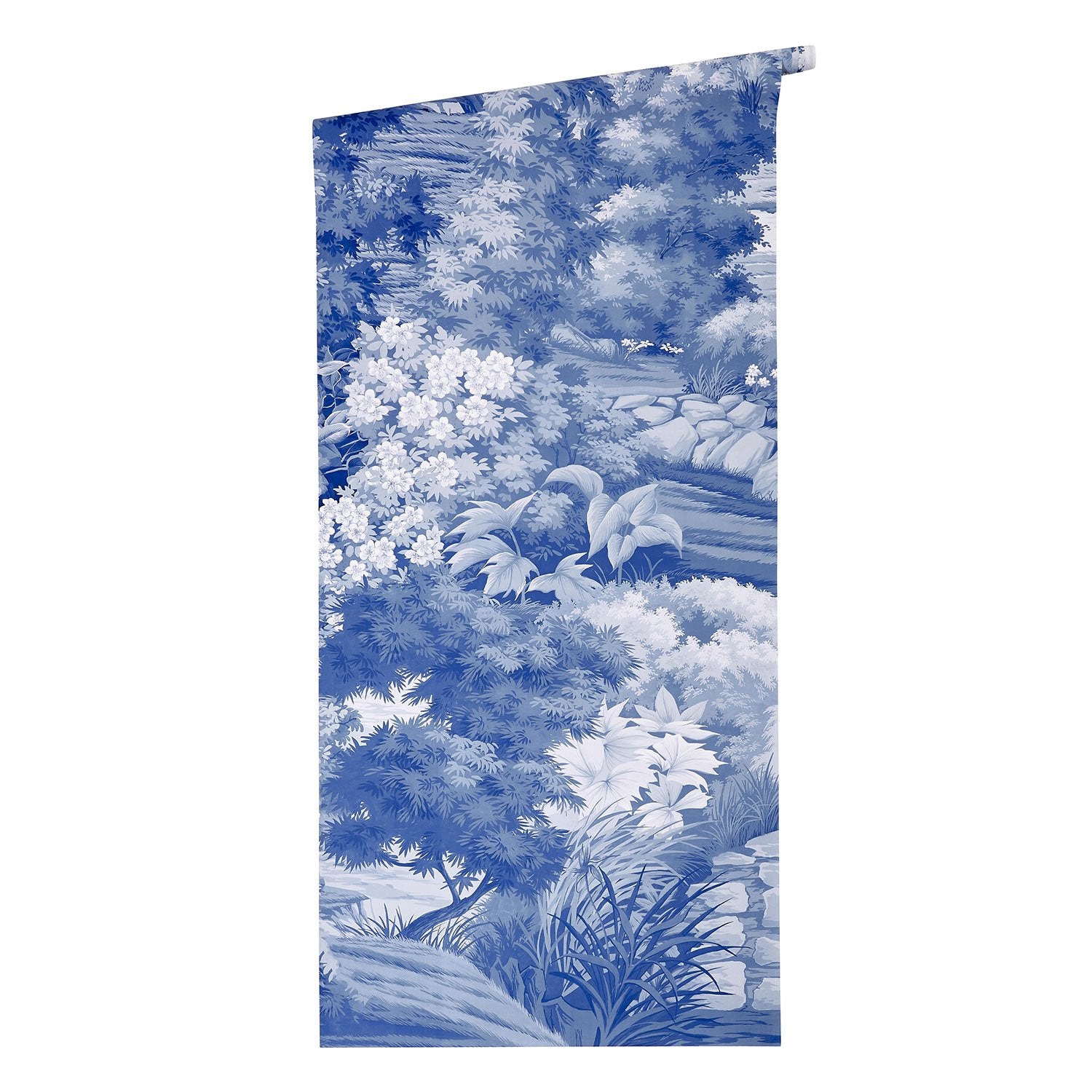 Jardin in Blue Chinoiserie Mural Wallpaper on Roll