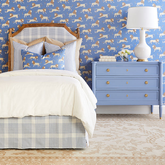 Leopold Lion Wallpaper in Royal on Kid's Room Wall