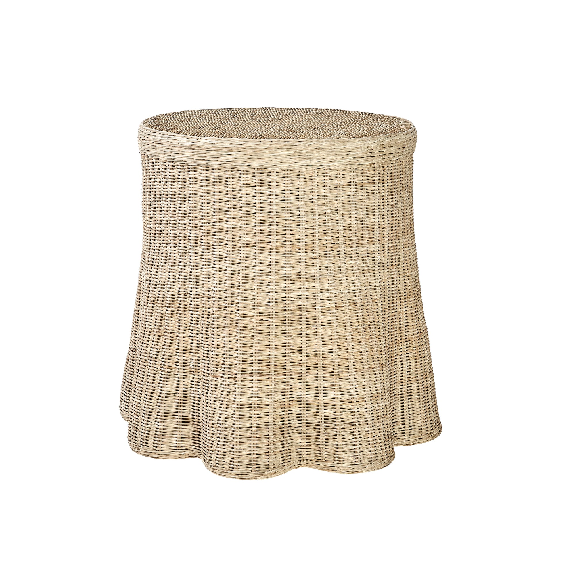 Round Scallop Skirted Side Table