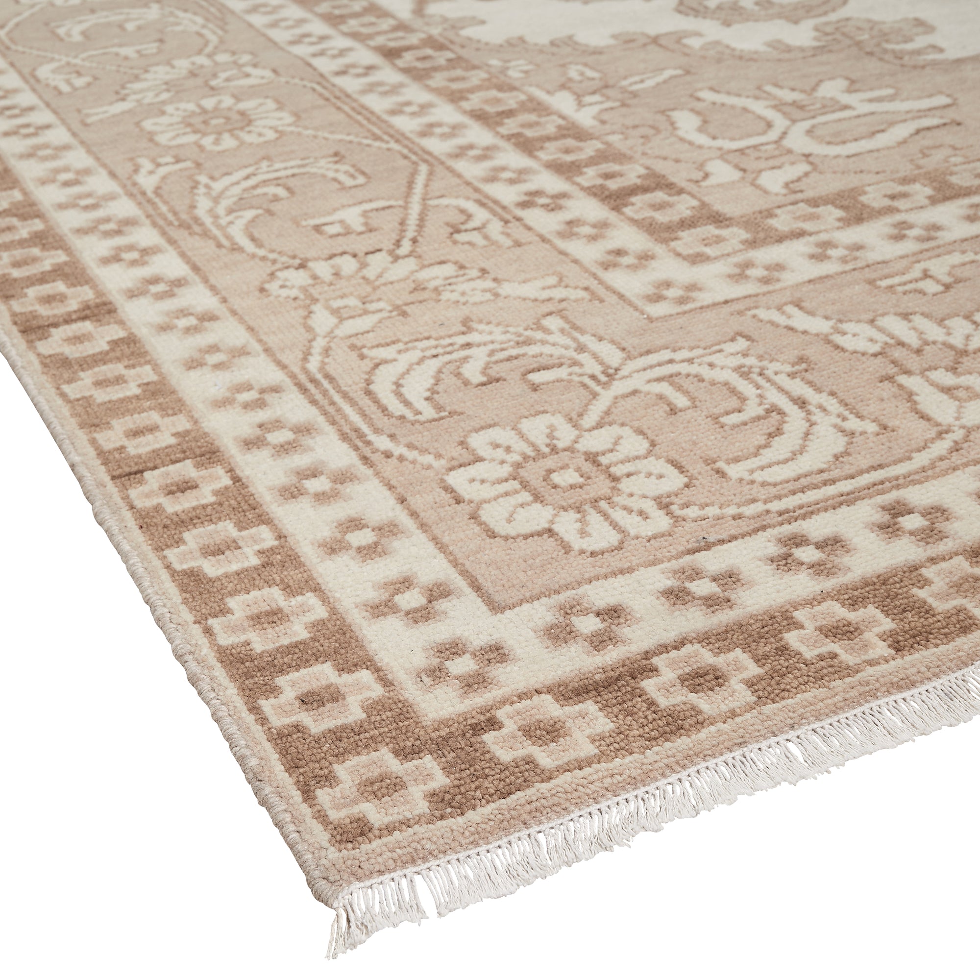 Detail of Simone Area Rug in Caramel with Fringe