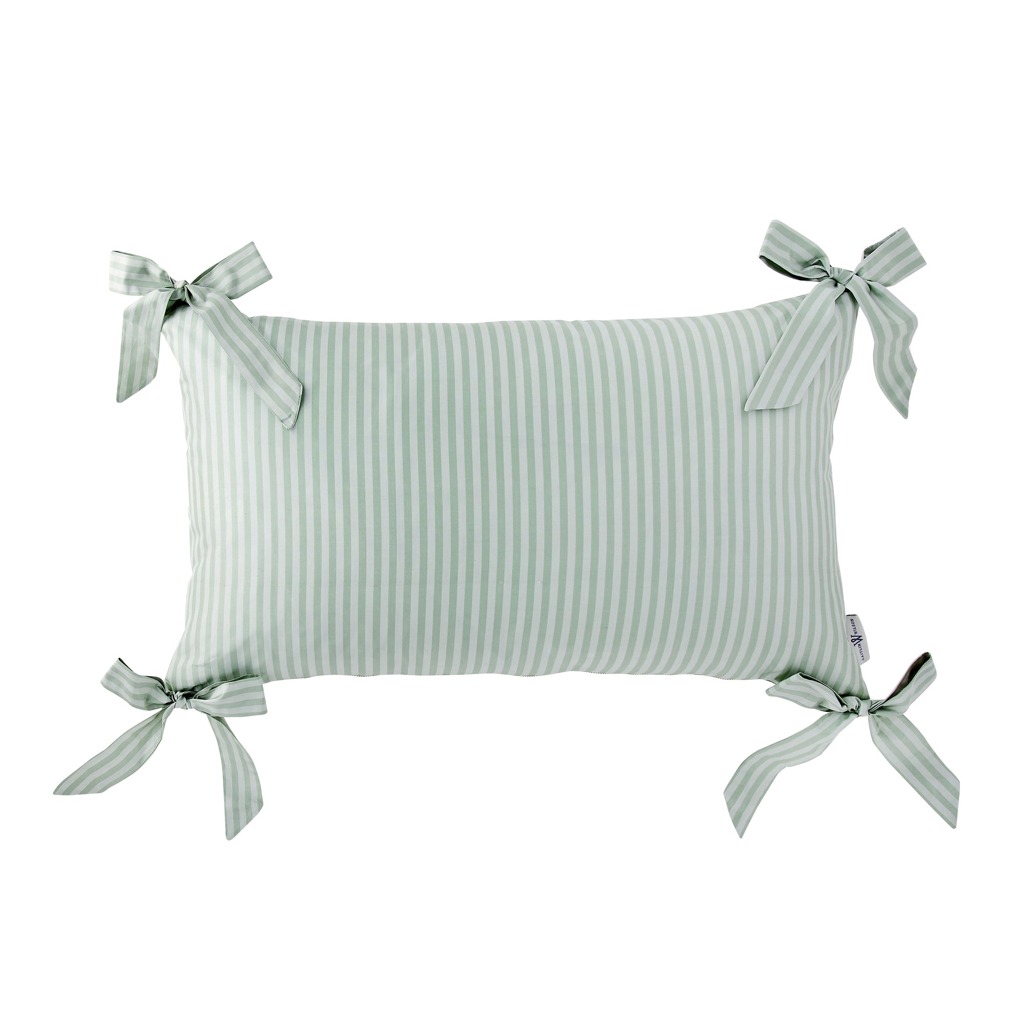 Noelle Bow Lumbar Pillow in Wintergreen