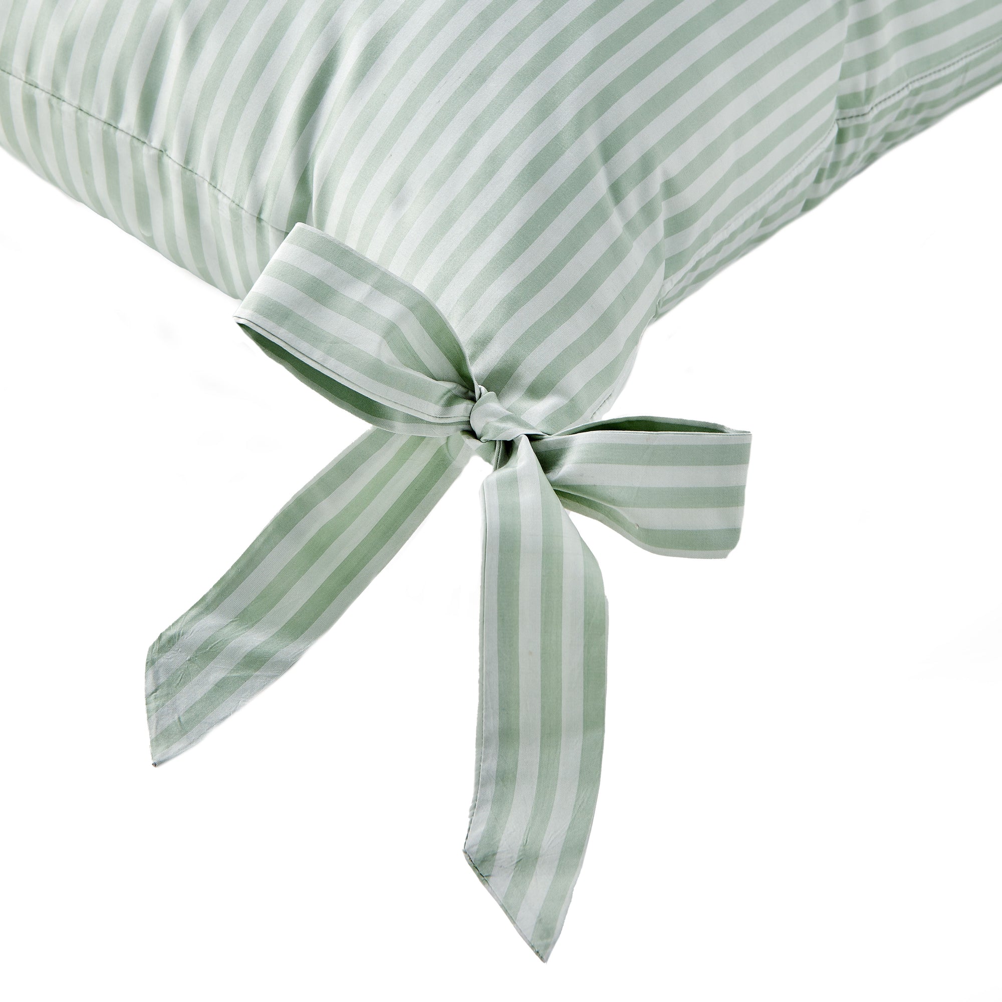 Green Stripe Bow on Throw Pillow