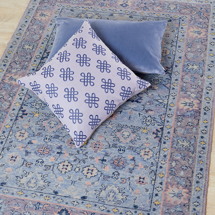 Pasha Rug in Blue with Pillows