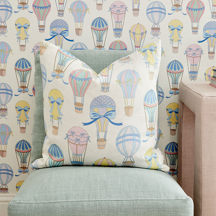 Dreamy Day Hot Air Balloon Throw Pillow with Matching Wallpaper
