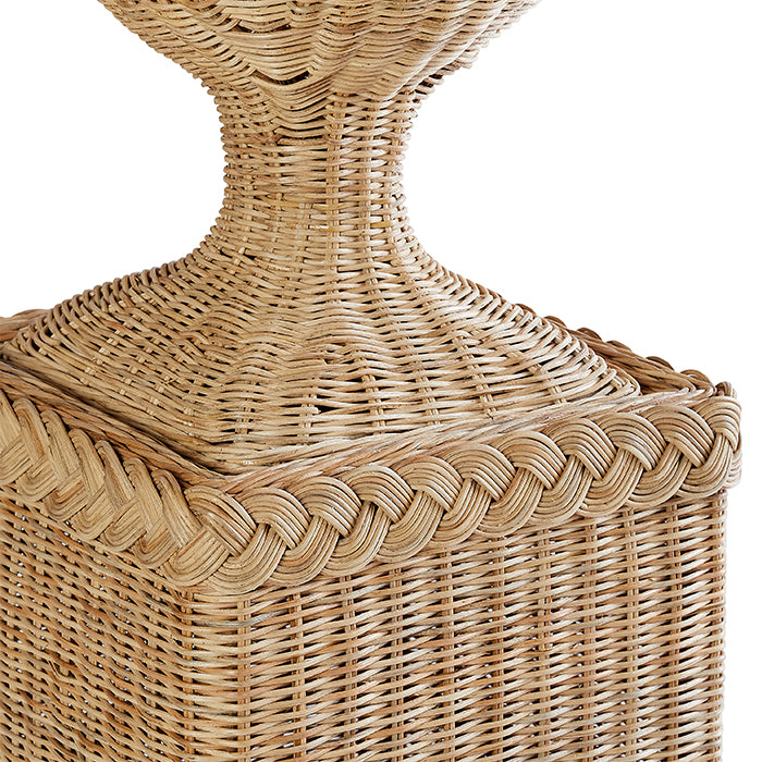 Detail of Woven Planter on Wicker Pedestal