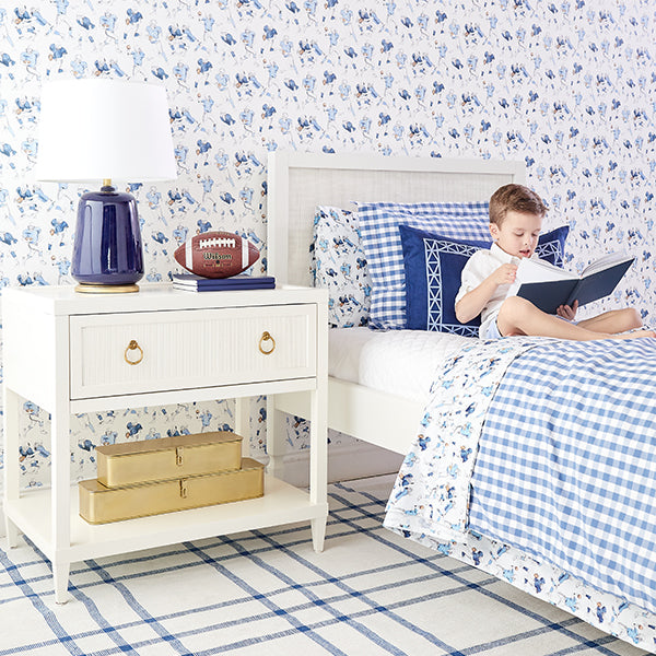 Livingston Flatweave Navy Area Rug in Boy's Bedroom